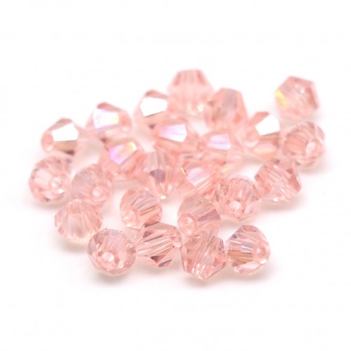 Бусины биконус 4мм, розовый с переливом